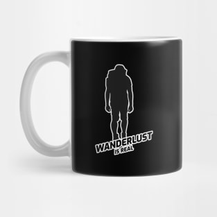 Wanderlust Is Real - Backpacker With Black Text Design Mug